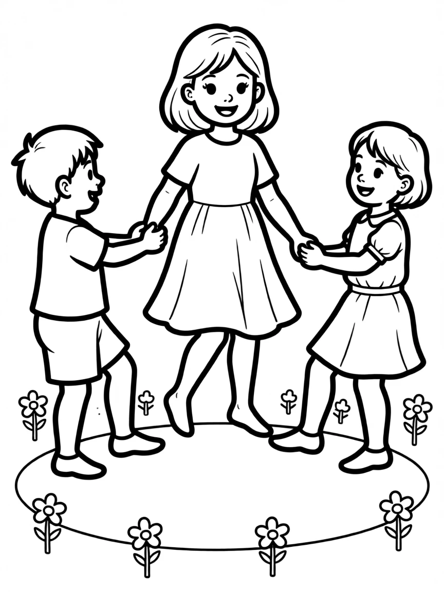 A child playing ring around the rosie.