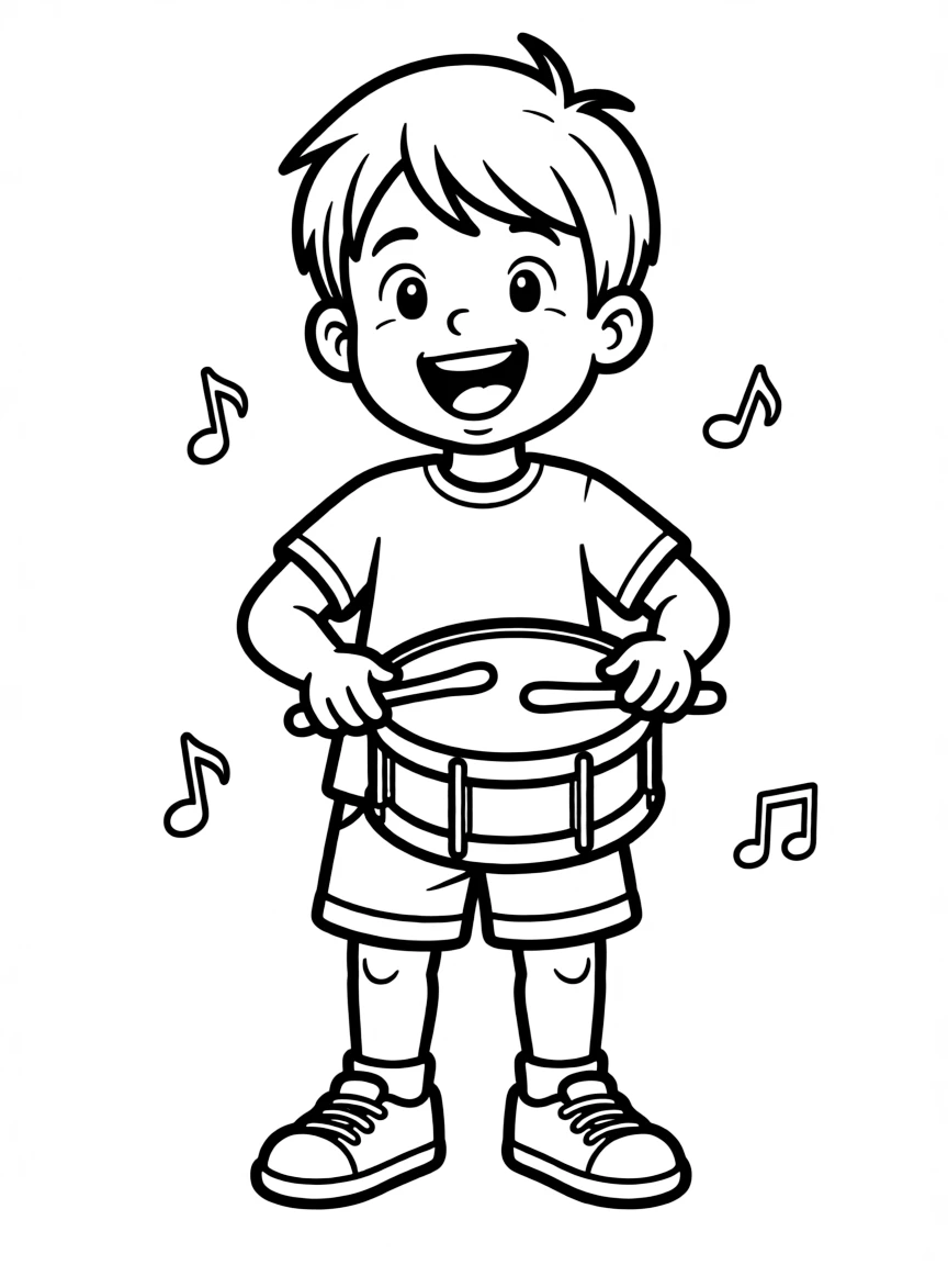 A child playing a toy instrument.