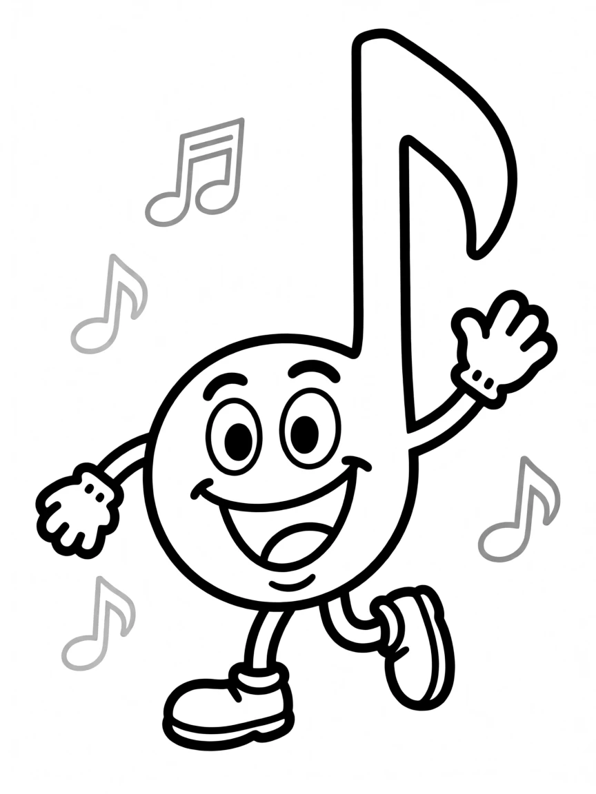 A happy music note dancing.