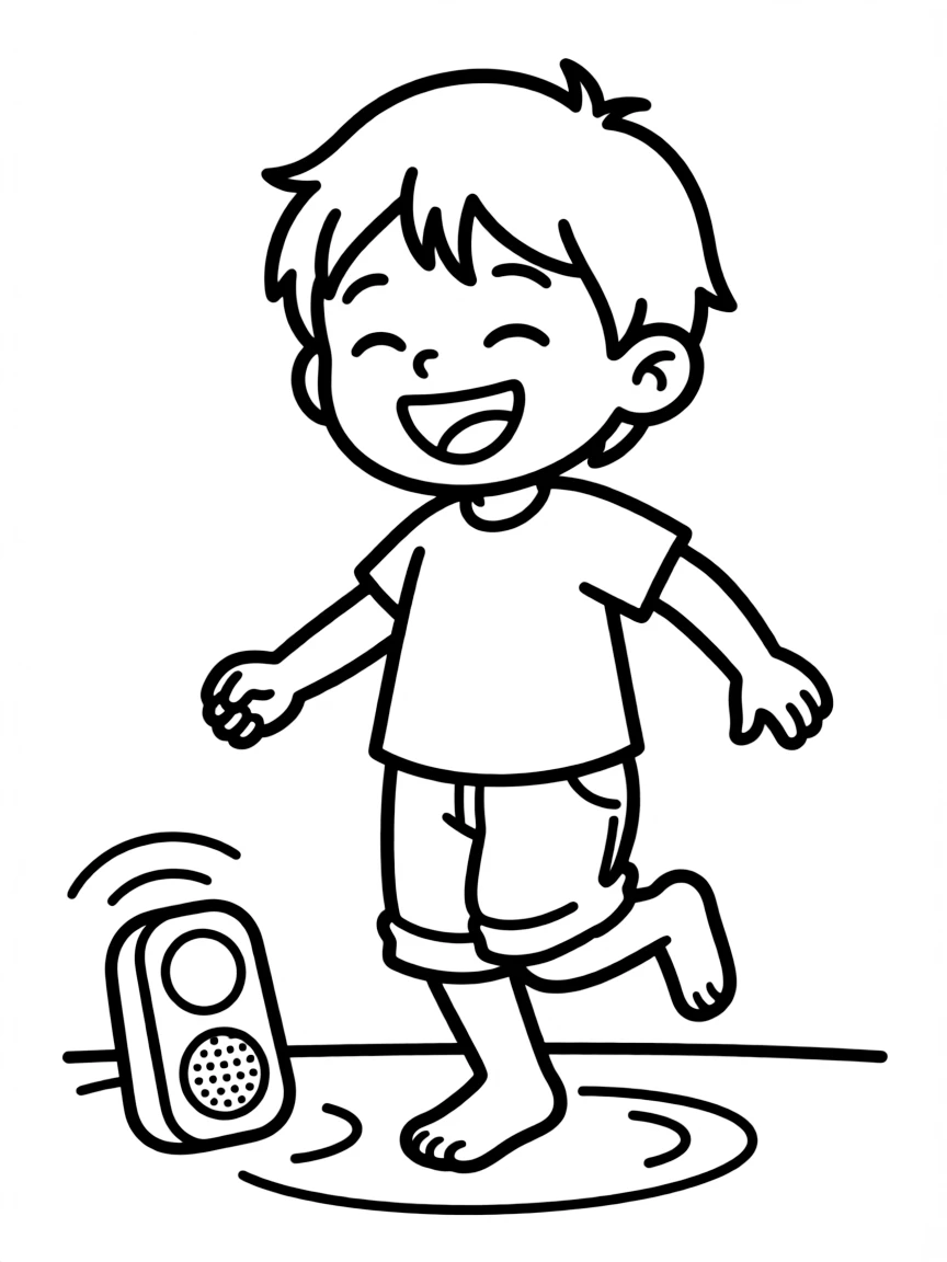 A child dancing to music.