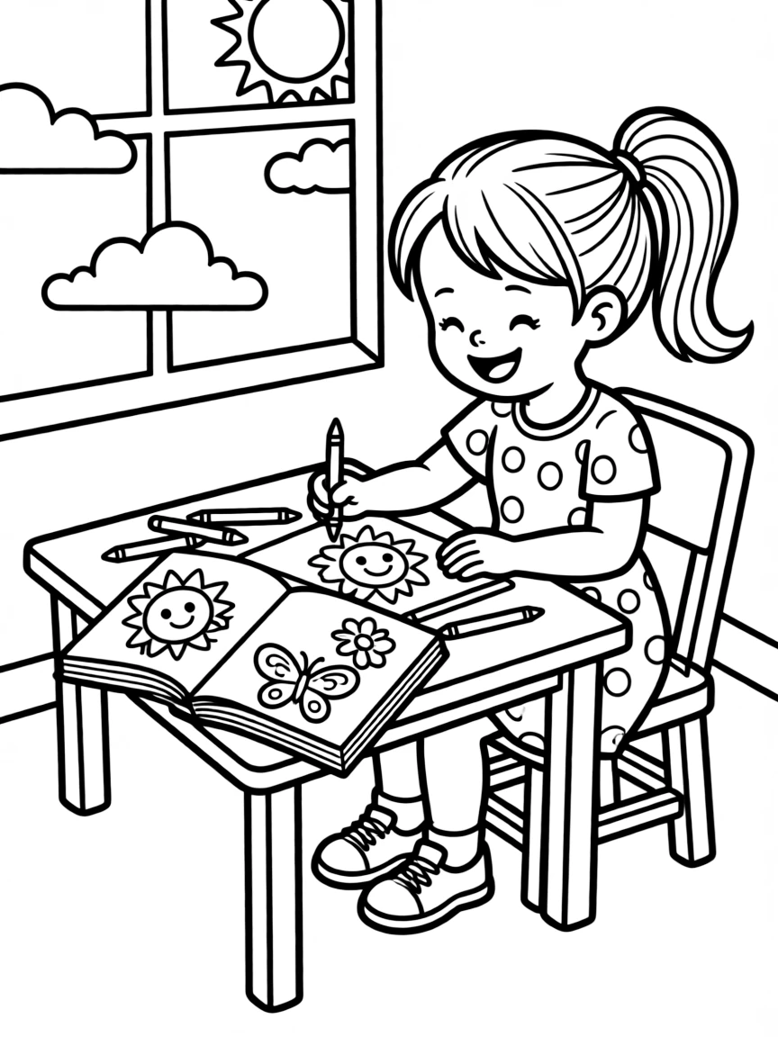 A child coloring a picture.