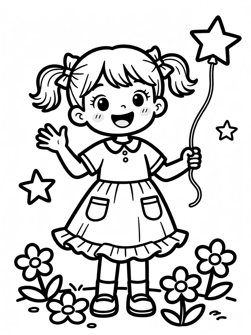 A happy coloring book with a fun character.