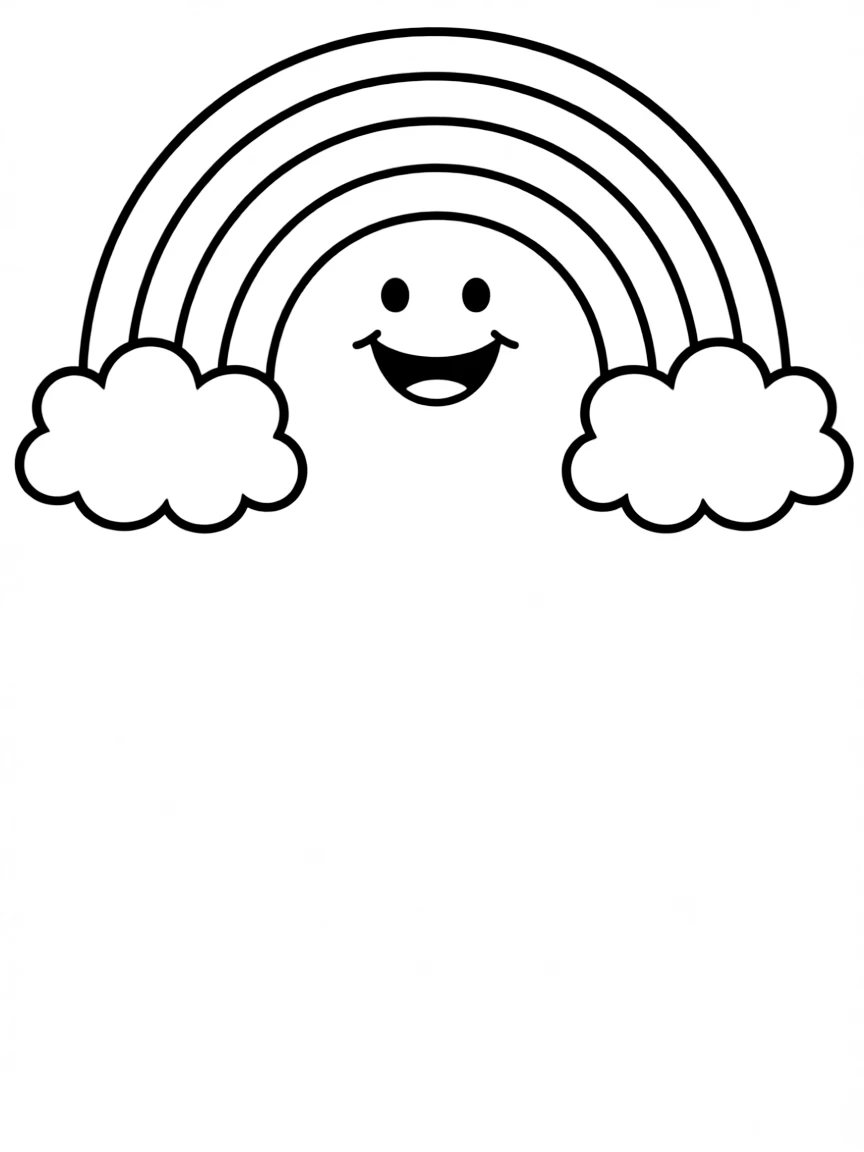 A happy rainbow with seven colors.