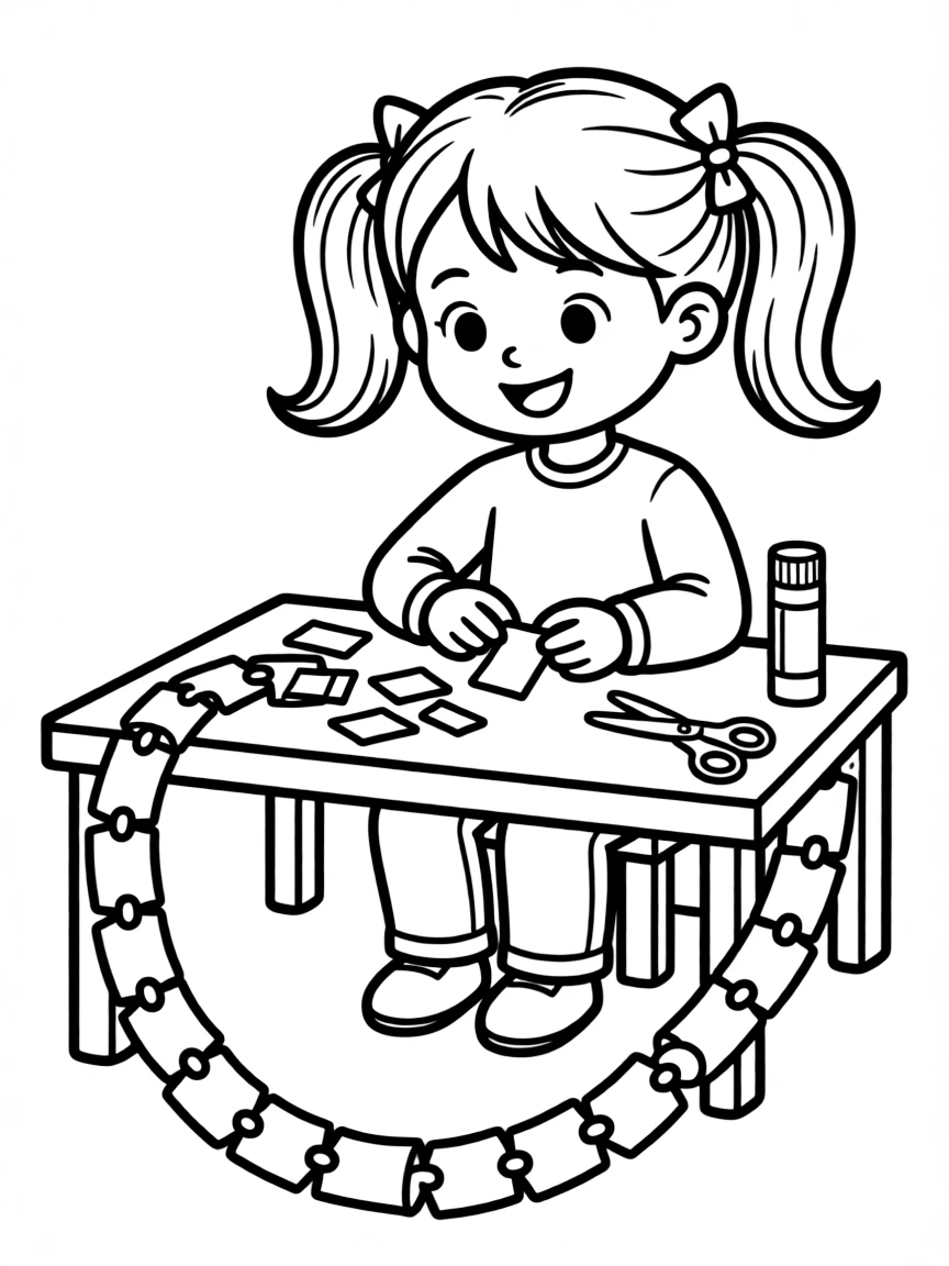A child making a paper chain.