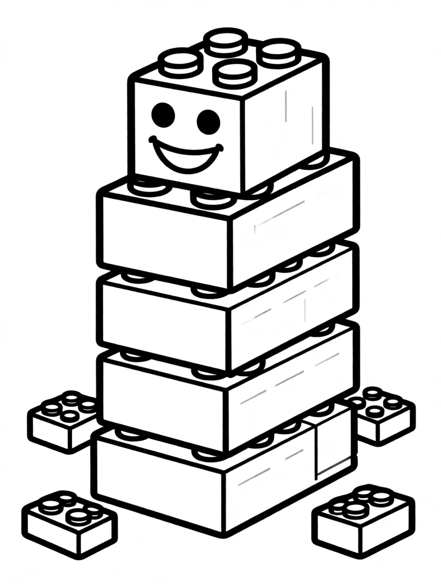 A happy LEGO brick tower.