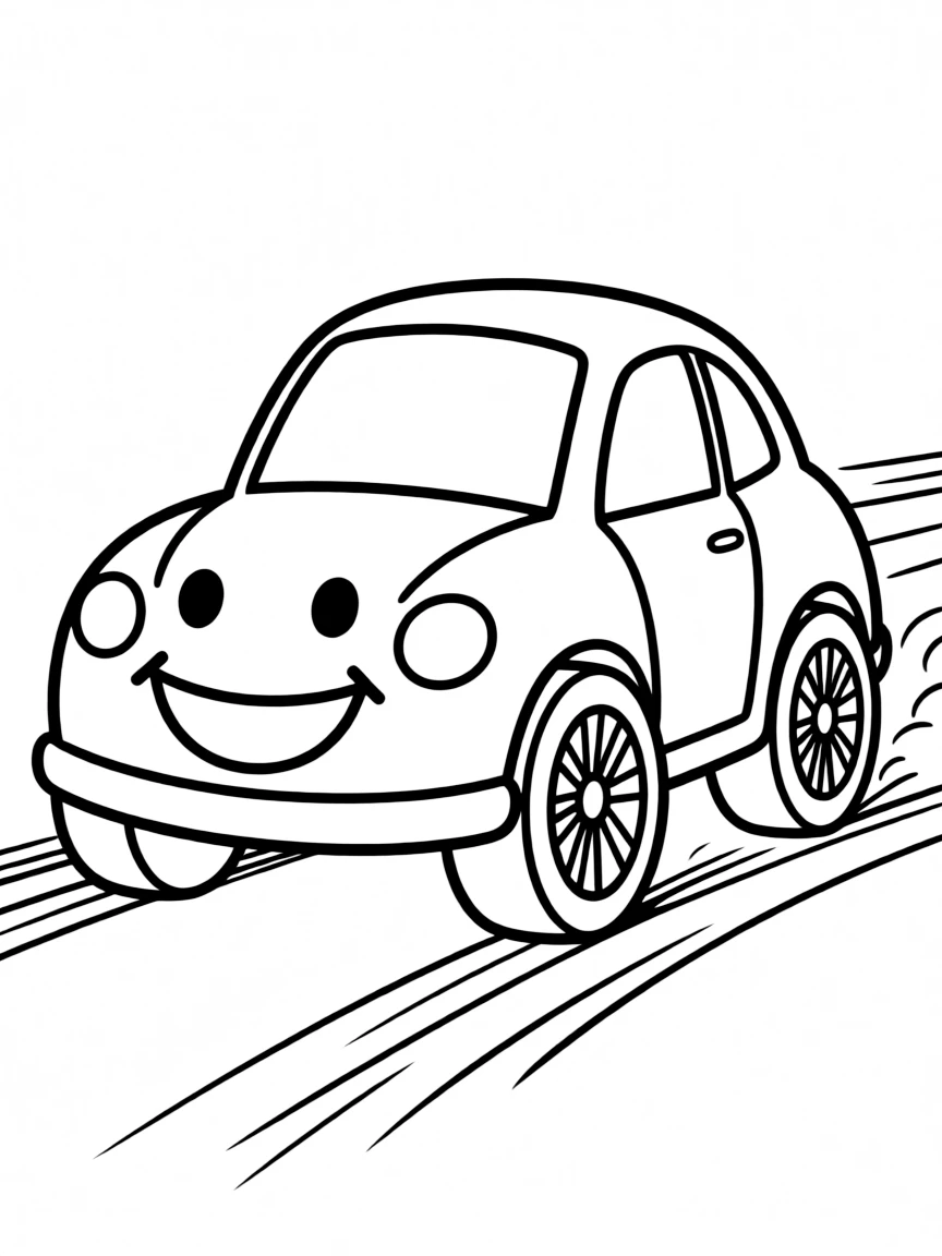 A happy toy car racing.