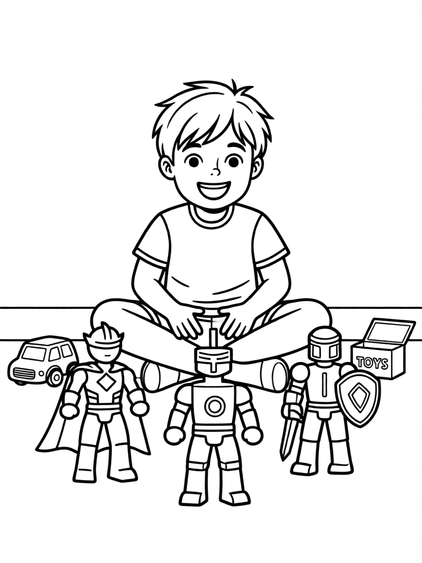 A child playing with action figures.