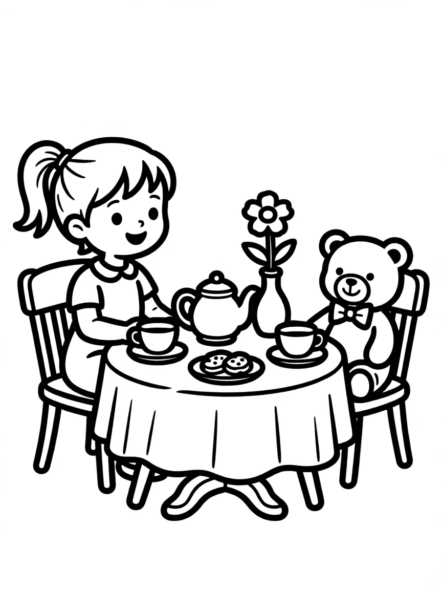 A child having a tea party.