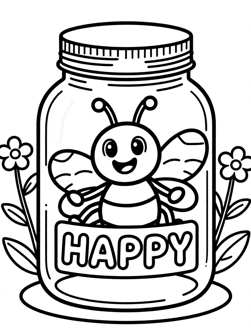 A happy bug in a jar.