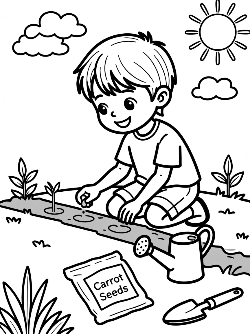 A child planting seeds.