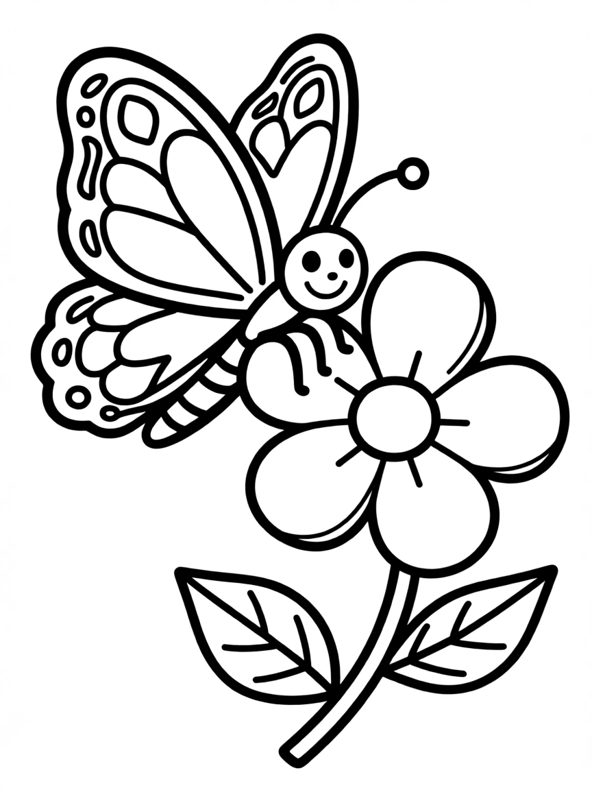 A happy colorful butterfly on a flower.