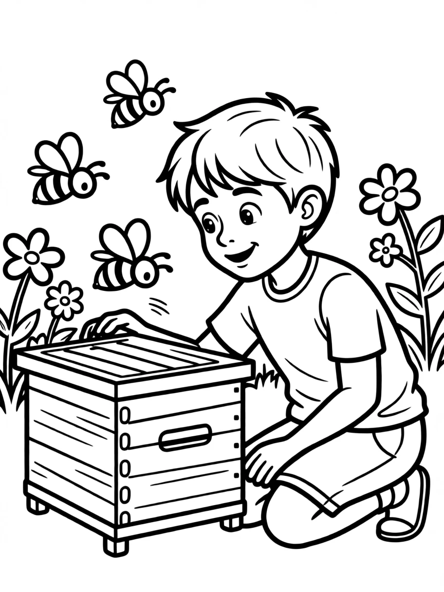 A child watching bees.