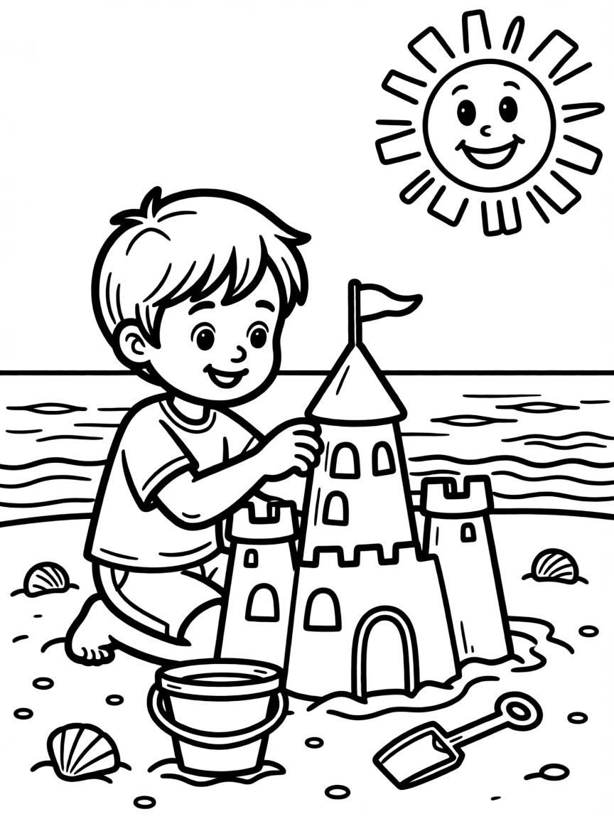 A child building a sandcastle.