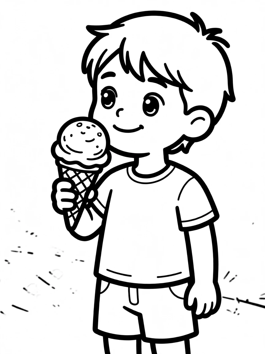 A child eating an ice cream cone.