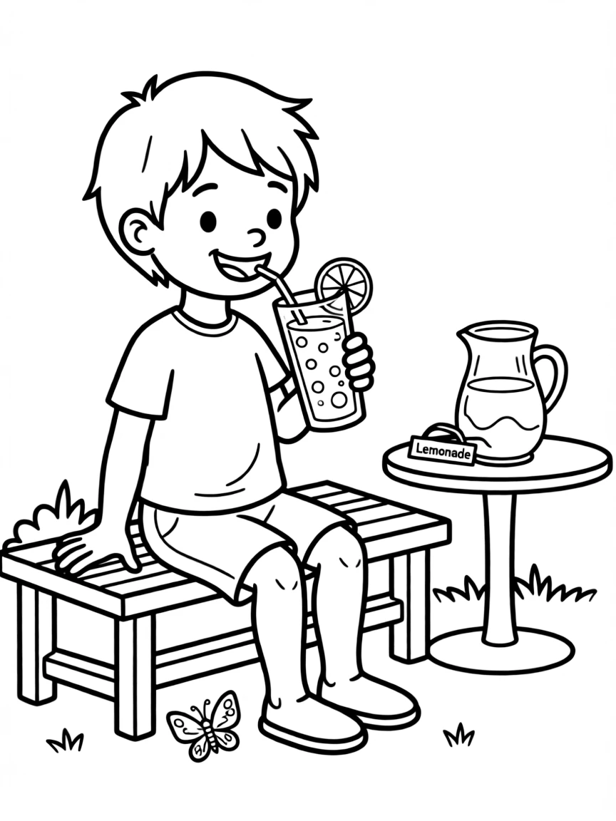 A child drinking lemonade.