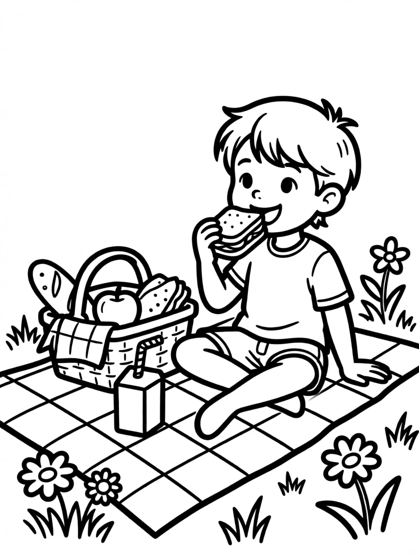 A child having a picnic.