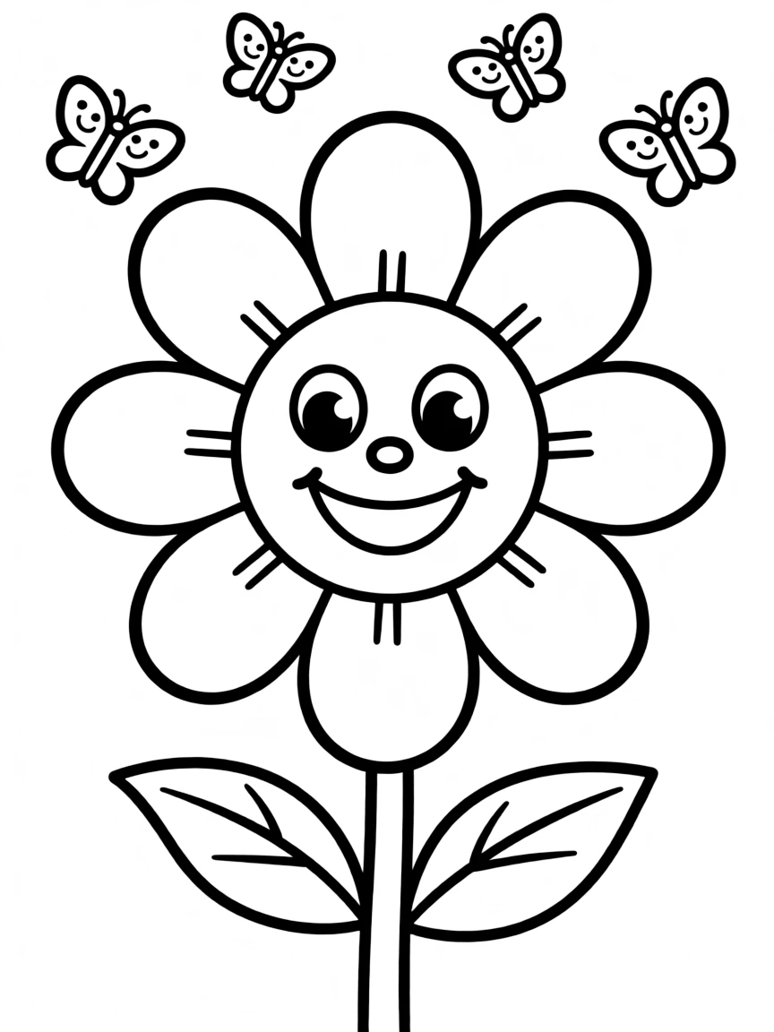 A happy chalk drawing of a flower.