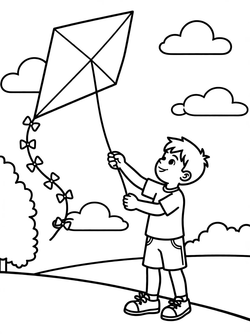 A child flying a kite.