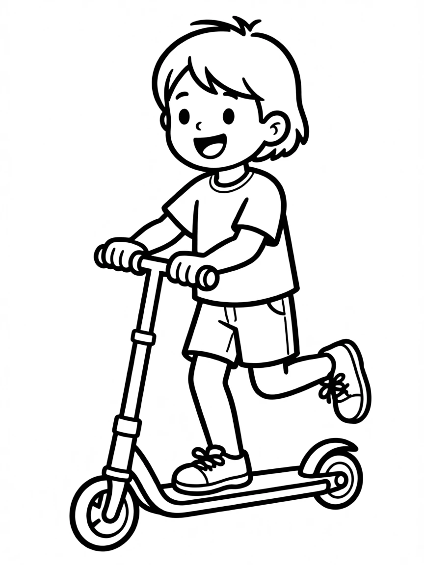 A child on a scooter.