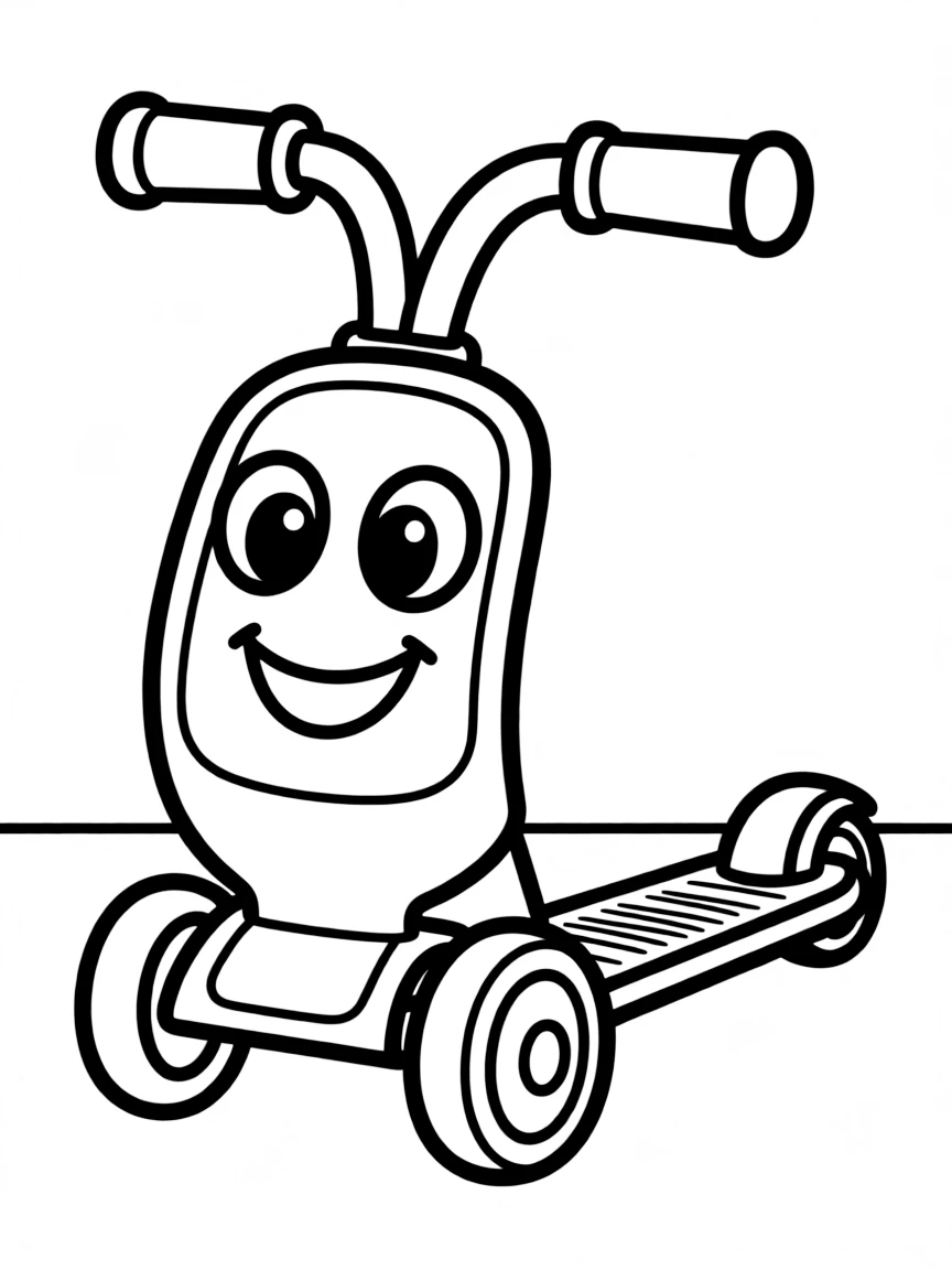 A happy scooter with handlebars.