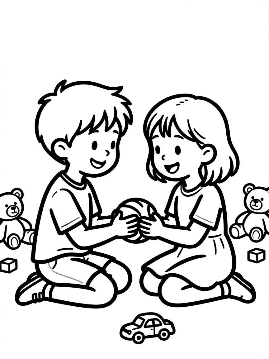 A child sharing with a friend.