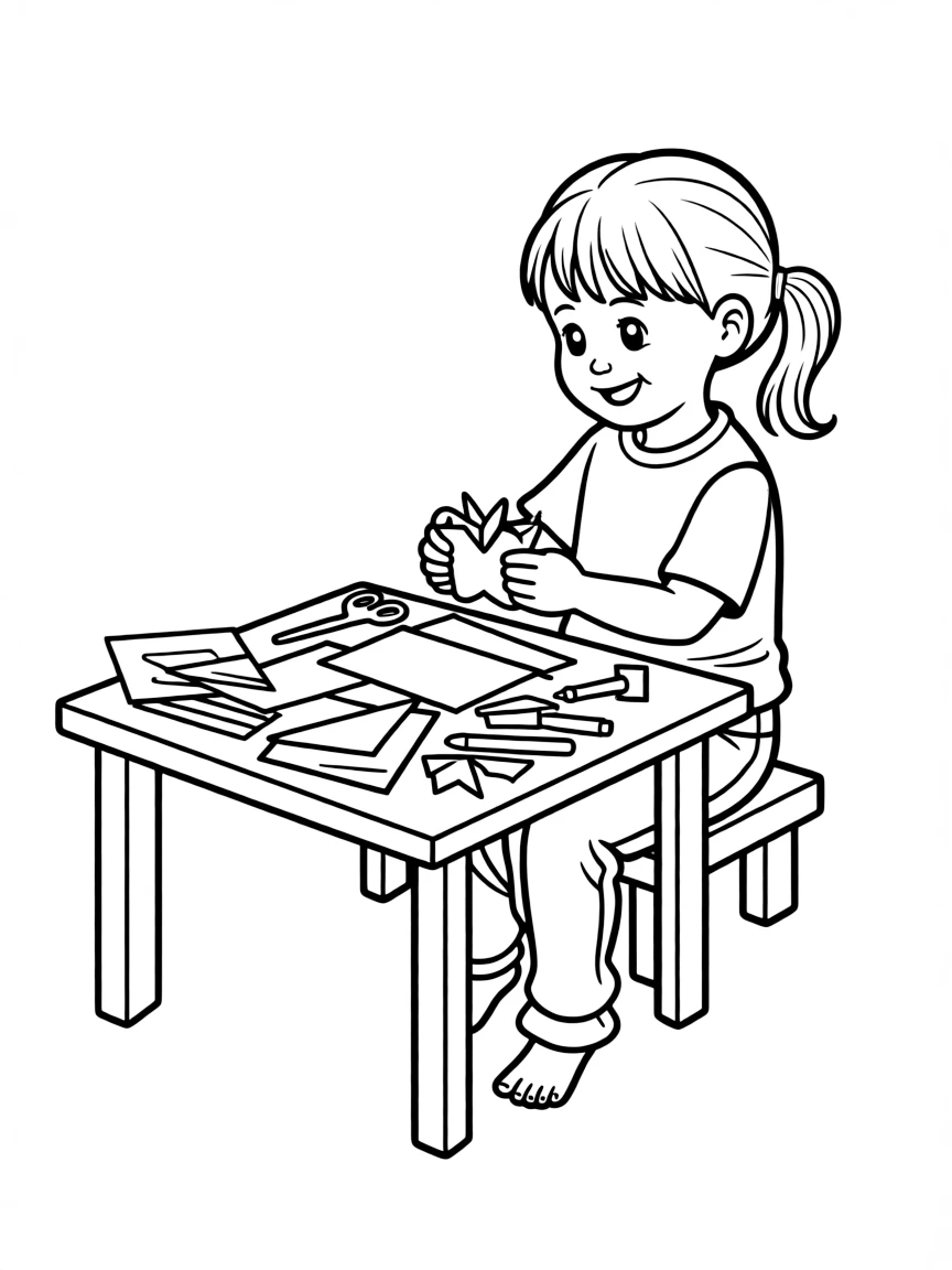 A child making a craft.