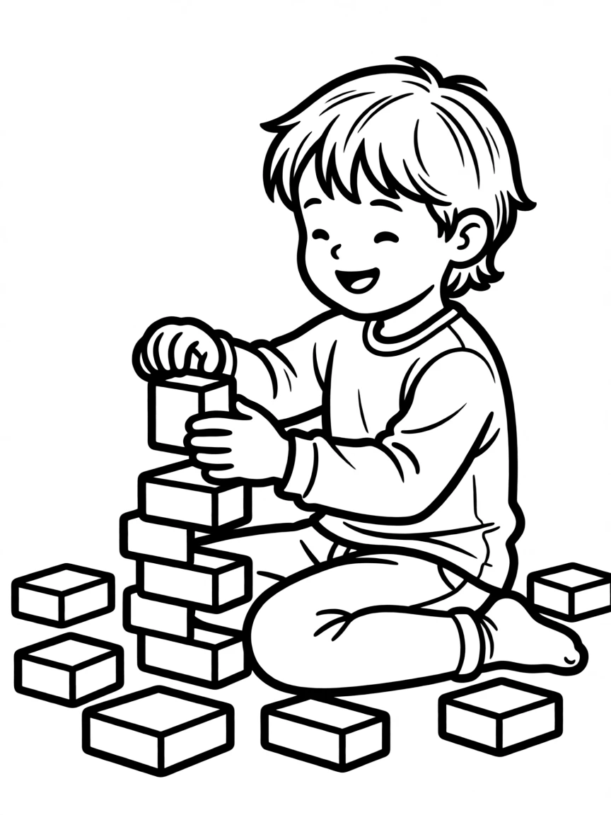 A child playing with blocks.