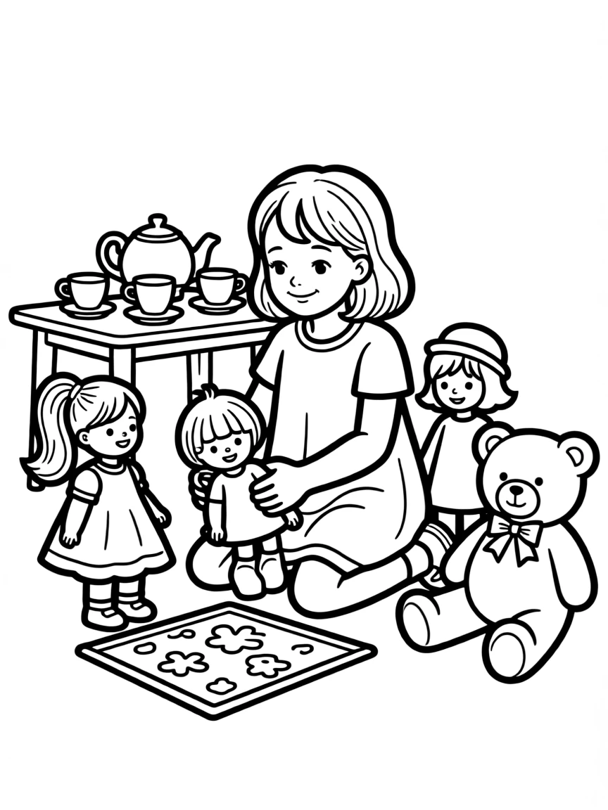A child playing with dolls.