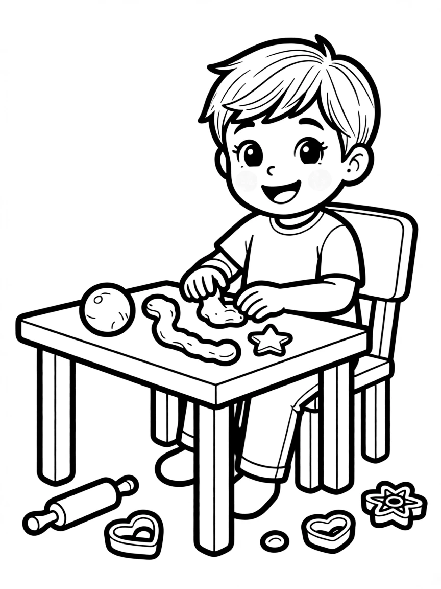 A child playing with playdough.