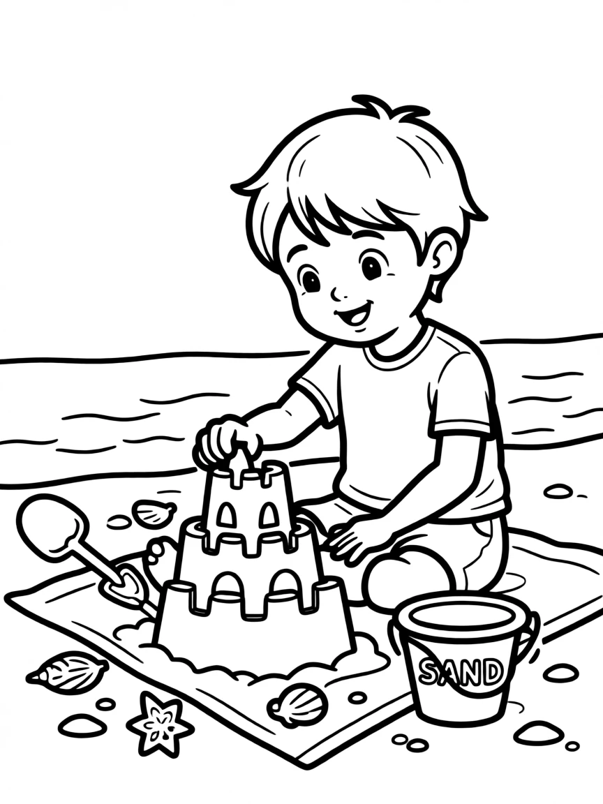 A child playing with sand.