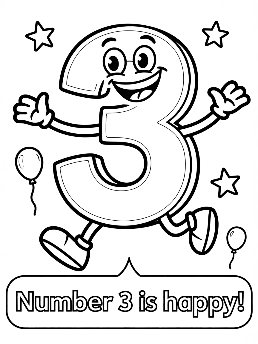 A happy number "3".
