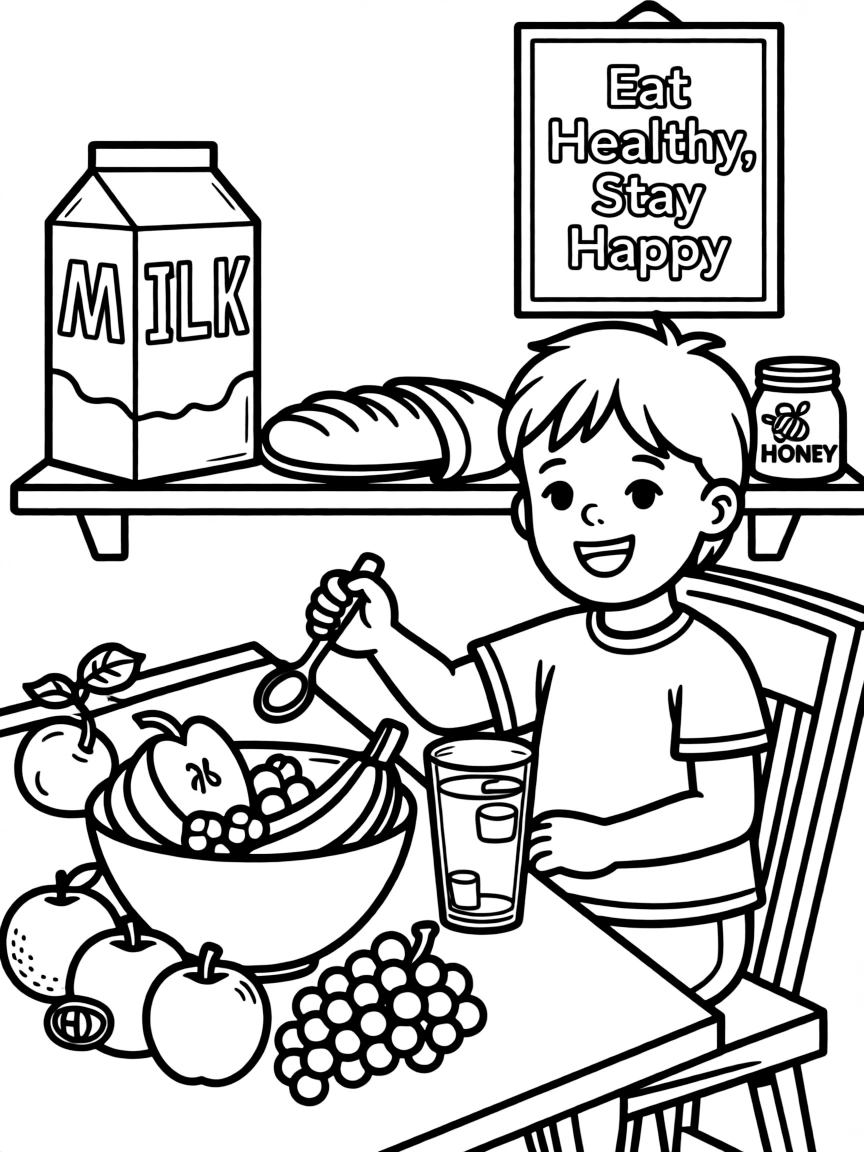 A child learning about healthy eating.