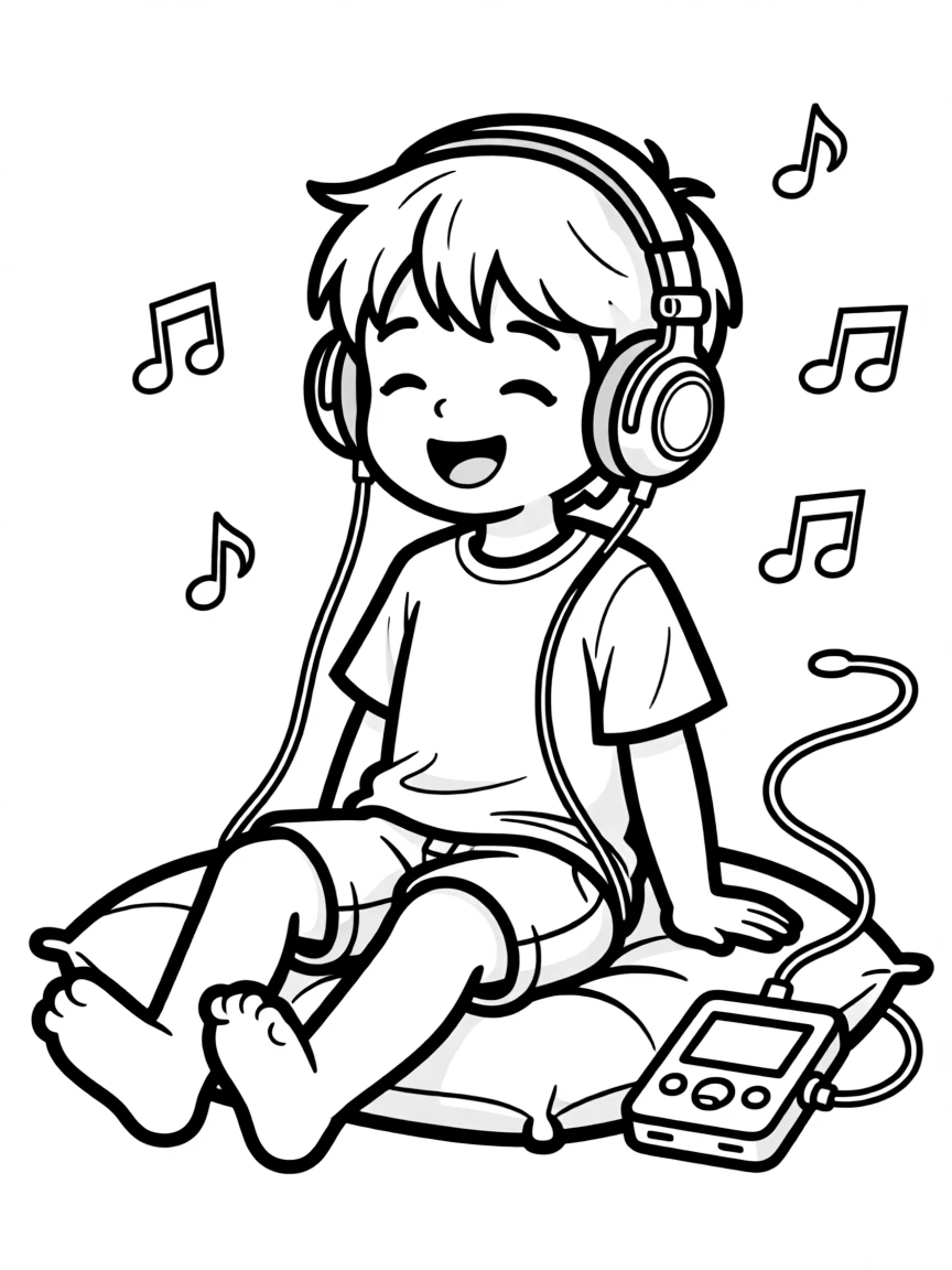 A child listening to music.