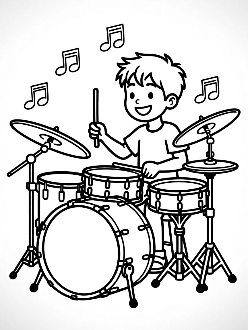 A child playing with instruments.
