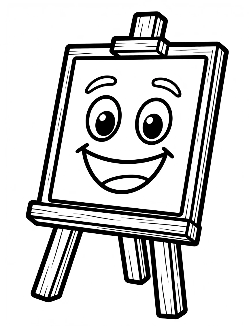 A happy easel with a canvas.