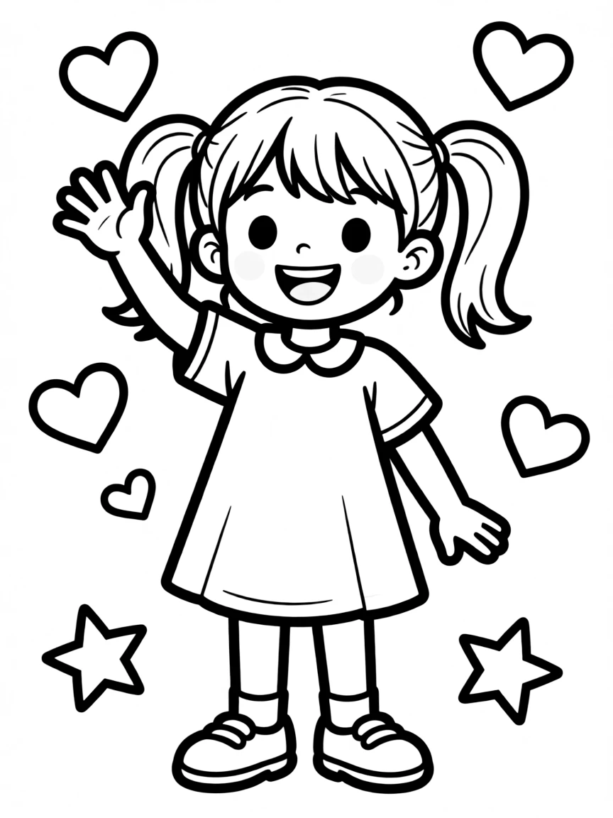 A happy coloring page with a big outline.