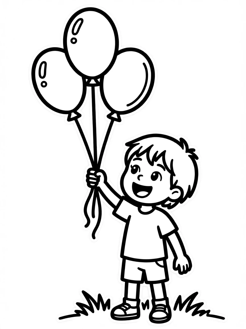 A child playing with balloons.