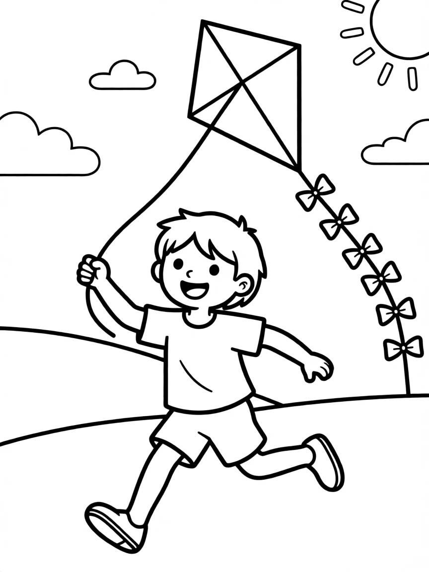 A child playing with a kite.