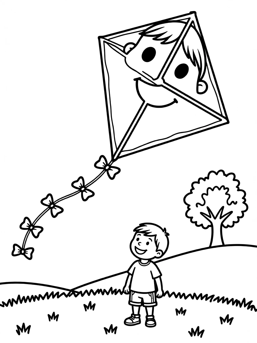 A happy diamond-shaped kite.