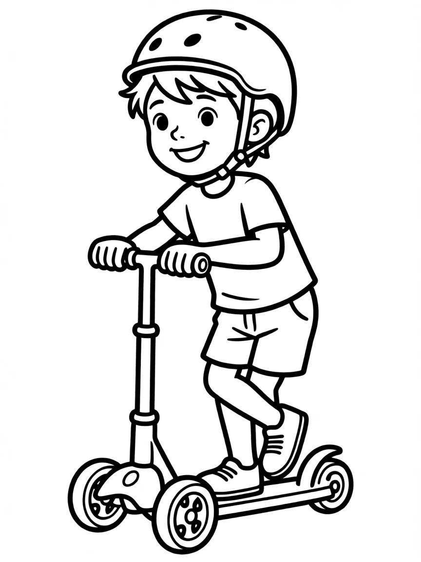 A child on a scooter.