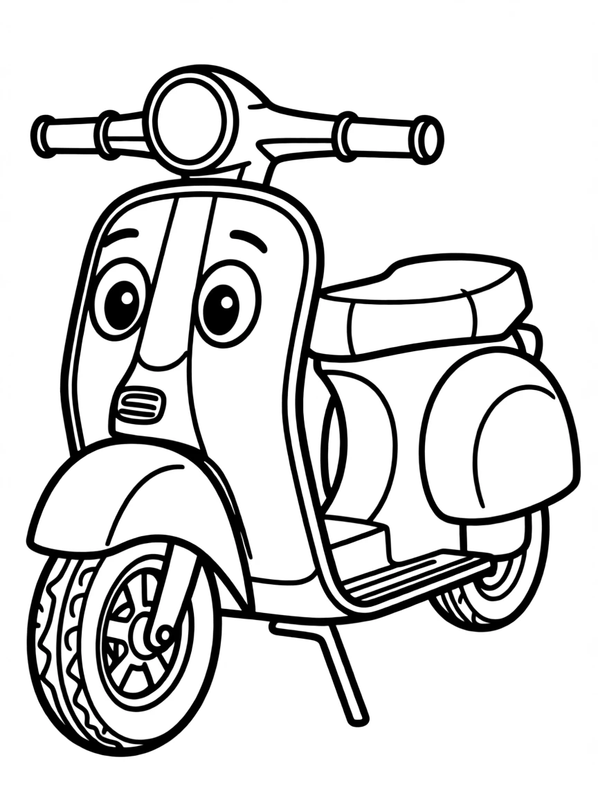 A happy scooter with a stand.