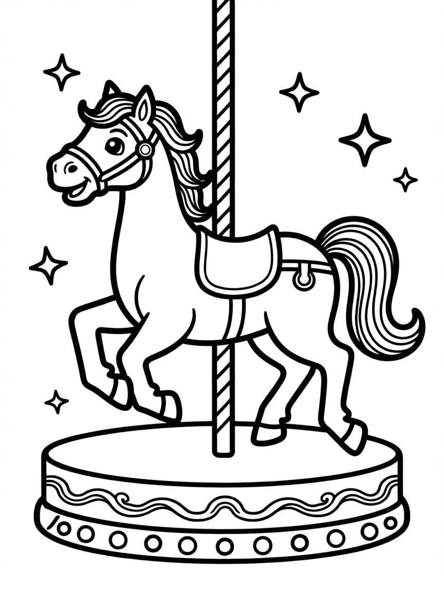 A happy carousel animal.