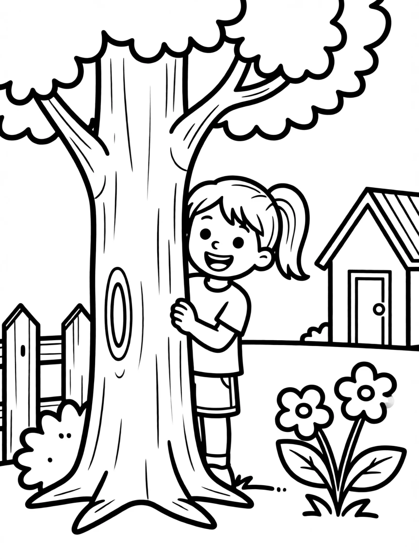 A child playing hide-and-seek.
