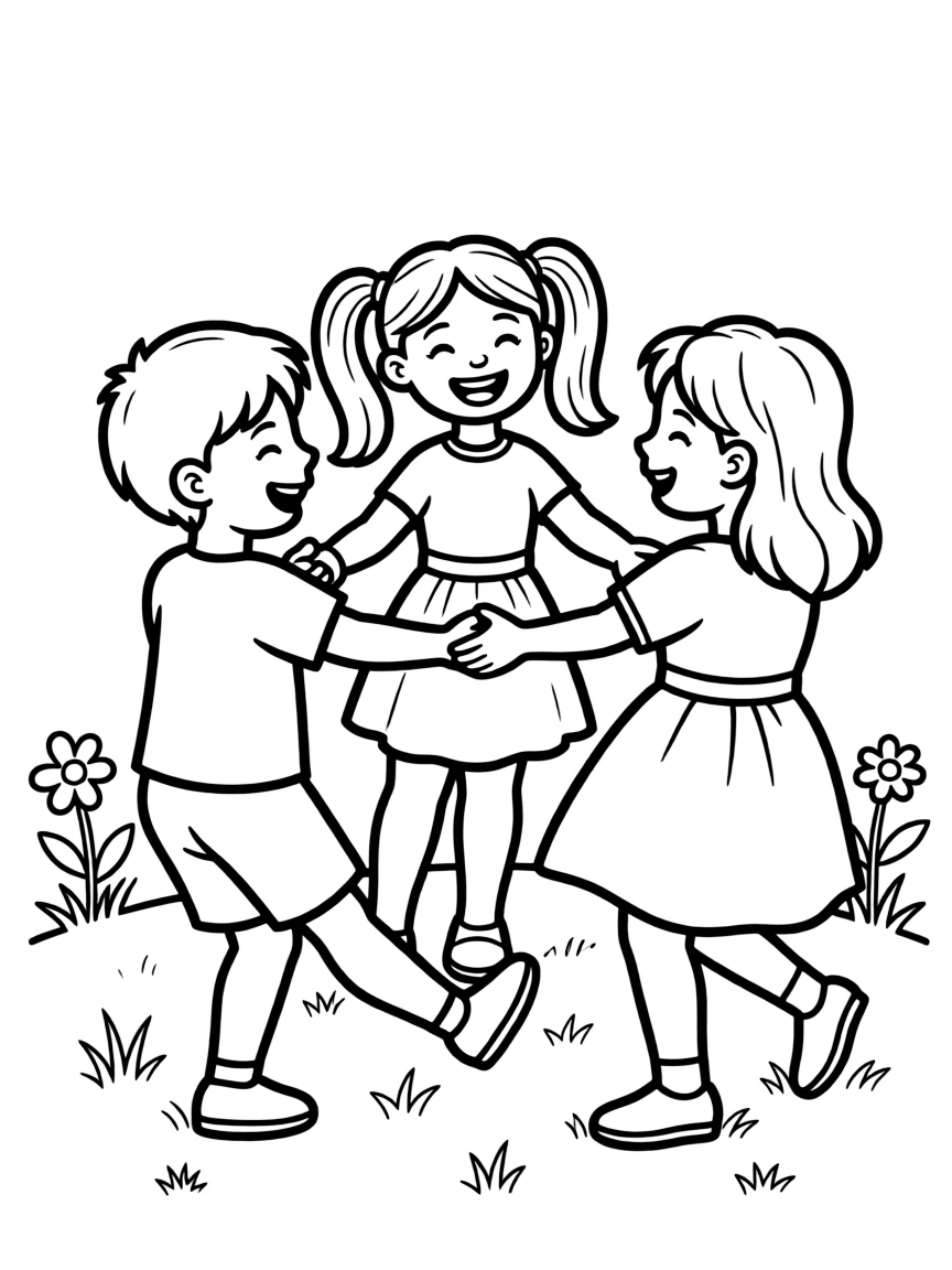 A child playing ring-around-the-rosie.