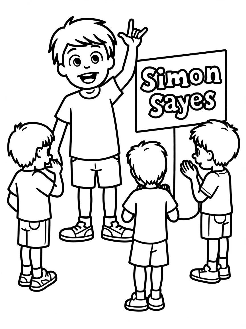 A child playing "Simon Says."