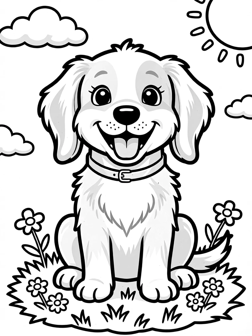 A happy dog with floppy ears.