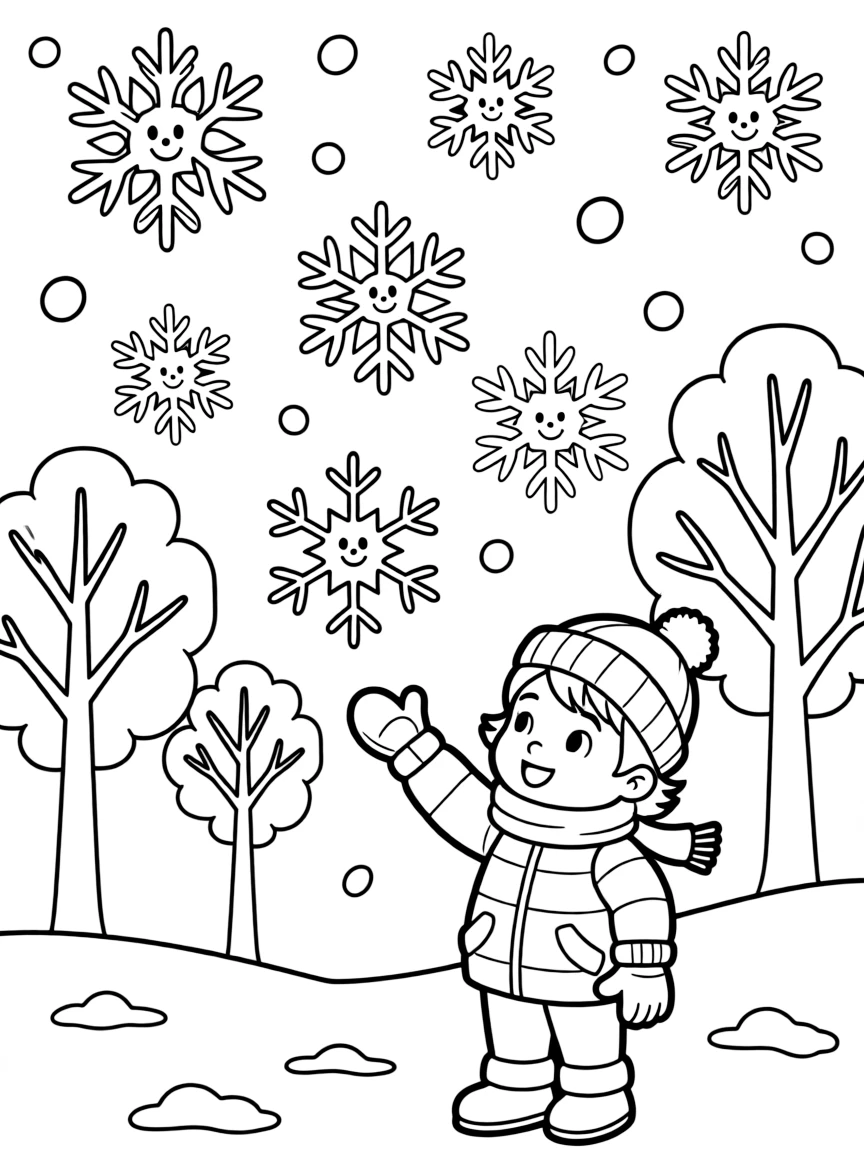 Happy snowflakes falling.