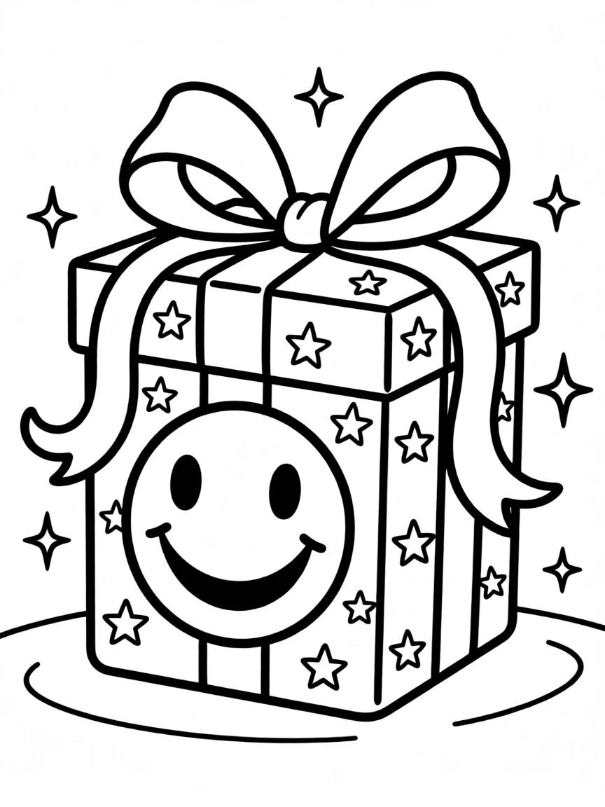 A happy gift box with a big bow.