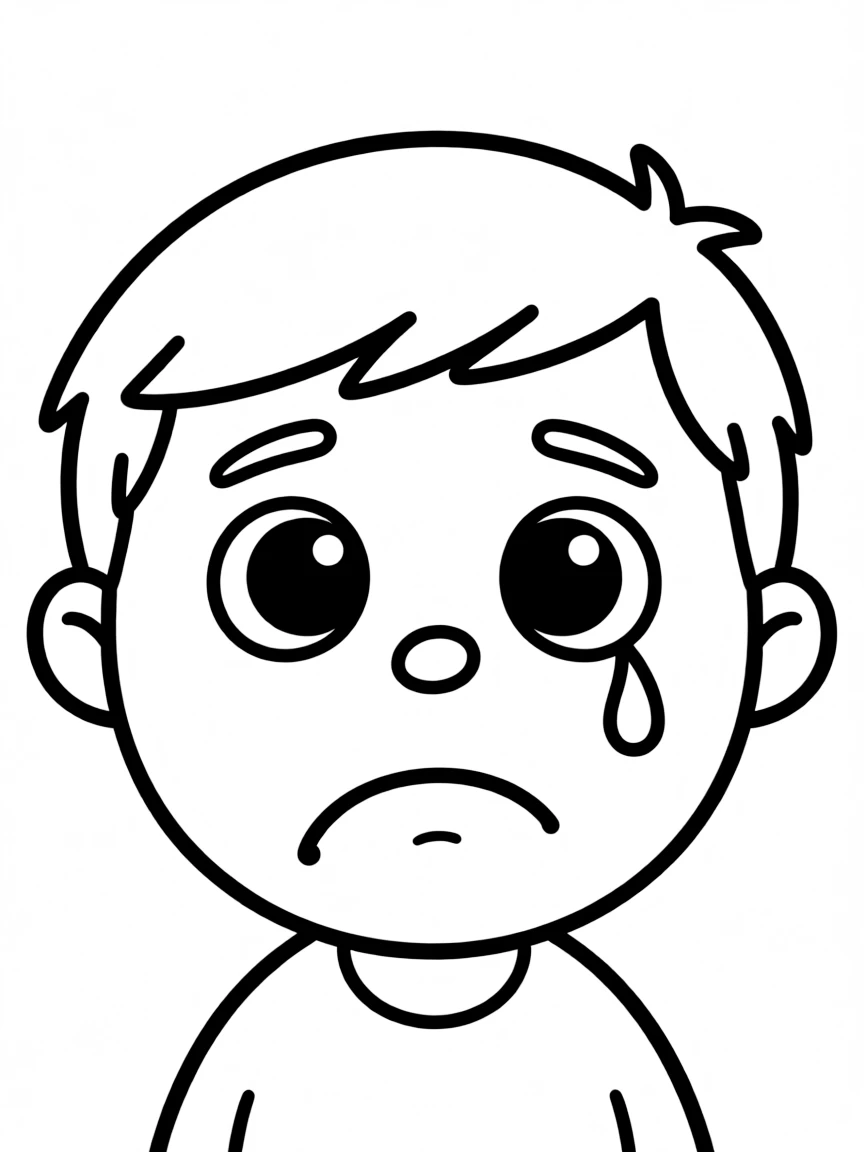 A sad face with a tiny tear.