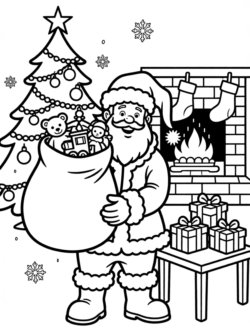 A cheerful Santa Claus getting ready for Christmas.